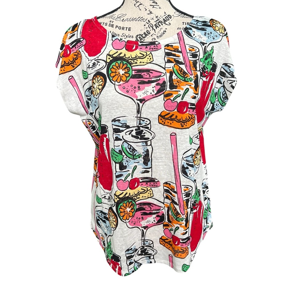 Nicolle Miller Colorful Cocktail Print Women's Top